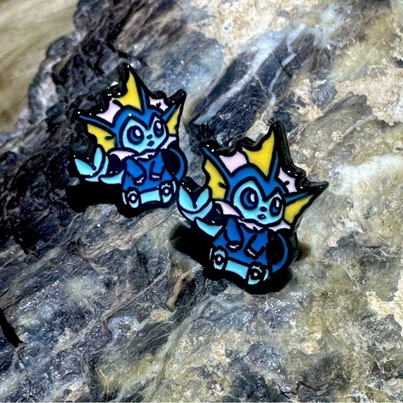 3 For $35 Pokemon Vaporeon Stainless Steel Enameled Stud Character Earrings - Picture 2 of 6